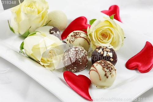 Image of Delicious chocolate pralines with rose