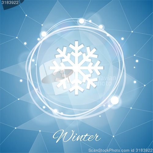 Image of Winter Poster with Snowflake on Geometric Background