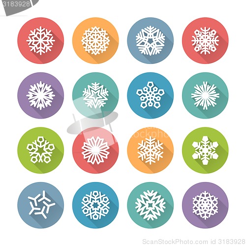 Image of Set of Simple Round Snowflakes Icons for Christmas Design