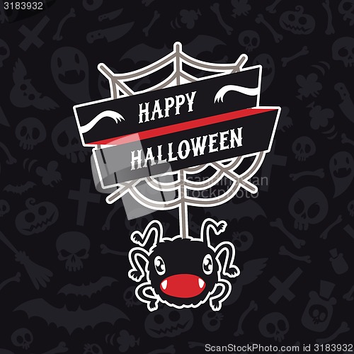 Image of Happy Halloween Card with Spider