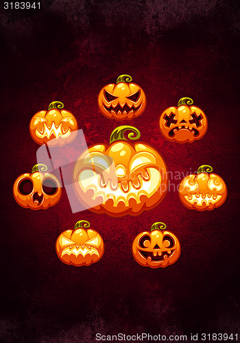 Image of Halloween Cartoon Pumpkins Card