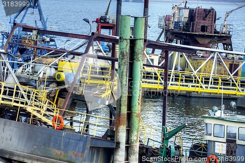 Image of Ships moored at a shipyard