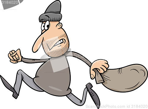 Image of running thief cartoon illustration