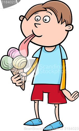Image of boy with ice cream cartoon
