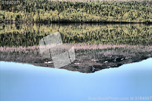 Image of lake mountain reflection in water