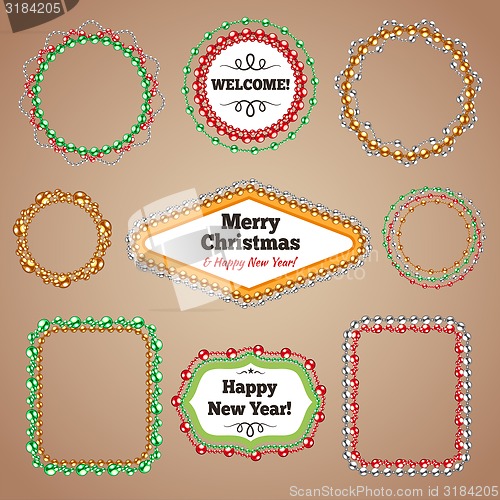 Image of Christmas Beads Garlands Frames with a Copy Space Set