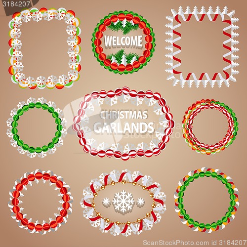 Image of Christmas Paper Garlands Frames with a Copy Space Set