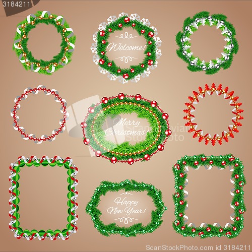 Image of Christmas Garlands Frames with a Copy Space Set