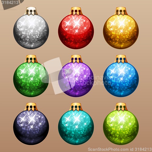 Image of Set of Christmas Balls with Glitter