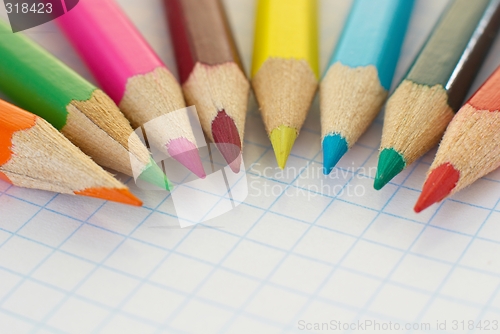 Image of Colored wooden crayons