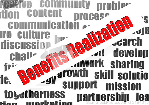 Image of Benefits realization word cloud