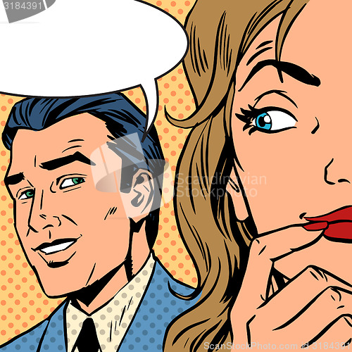 Image of man calls woman retro style comic Pop art vintage