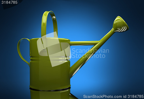 Image of Green garden watering can