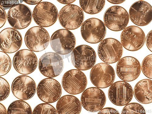 Image of Dollar coins 1 cent wheat penny cent