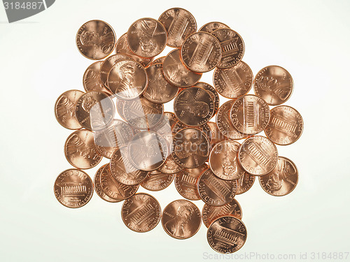 Image of Dollar coins 1 cent wheat penny cent