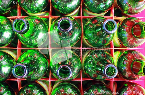 Image of Beer Bottles of Green Glass.