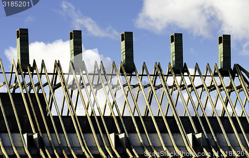 Image of Wooden rafters on new house