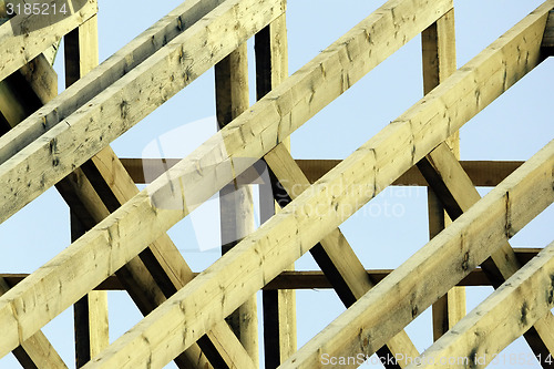 Image of Wooden rafters on new house