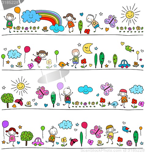 Image of colorful pattern for children with cute nature elements