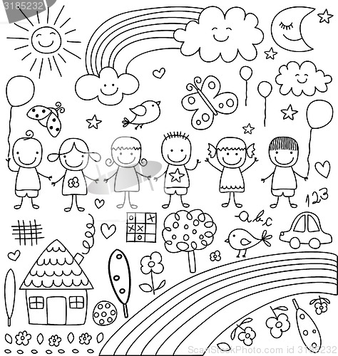 Image of child like drawings set