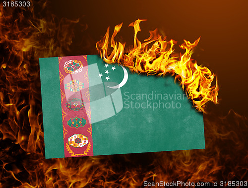 Image of Flag burning - Turkmenistan