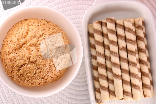 Image of sweet cake on white plate