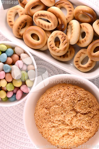 Image of sweet cake on white plate