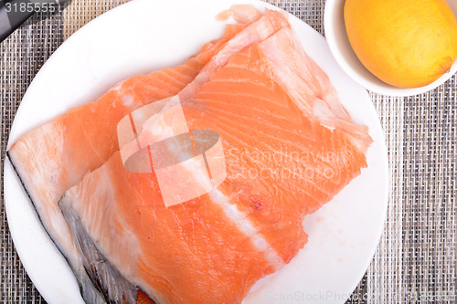 Image of Slice of red fish salmon