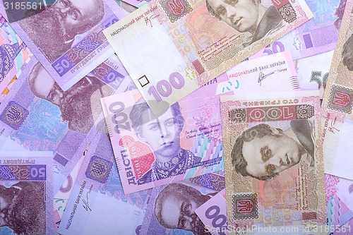 Image of european money, ukrainian hryvnia