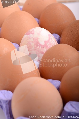 Image of close up of eggs in cardboard container