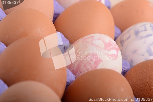Image of close up of eggs in cardboard container