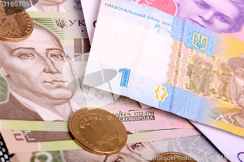 Image of european money, ukrainian hryvnia