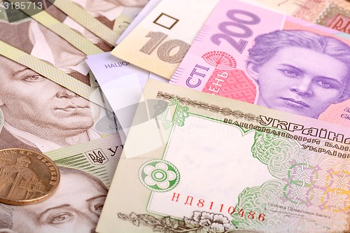 Image of european money, ukrainian hryvnia