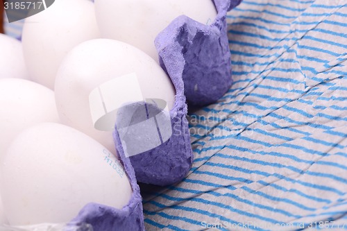 Image of Chicken eggs in egg tray