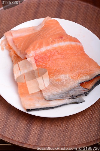 Image of Fresh uncooked red fish fillet slices