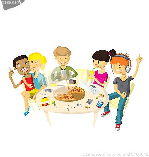 Image of Friends in pizzeria