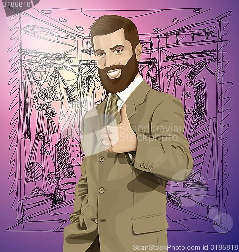 Image of Vector Business Man With Beard Shows Well Done