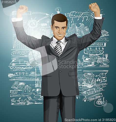 Image of Vector Businessman With Hands Up 07