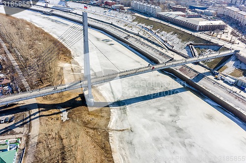 Image of Foot "Vlyublenykh Bridge" during spring period