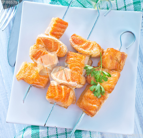 Image of salmon kebab