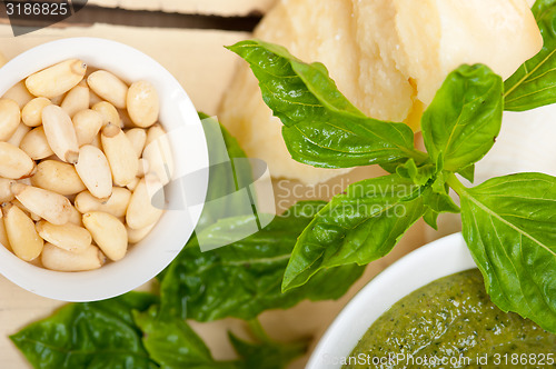 Image of Italian basil pesto sauce ingredients