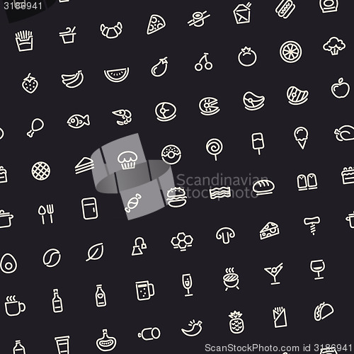 Image of Dark Tilted Seamless Pattern with Light Food Icons