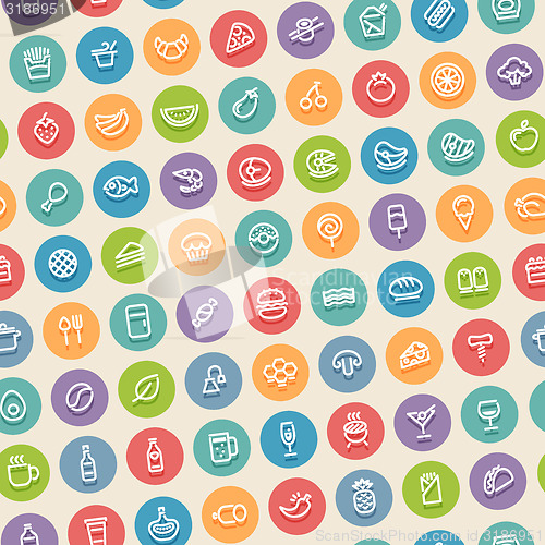 Image of Color Tilted Seamless Pattern with Food Icons