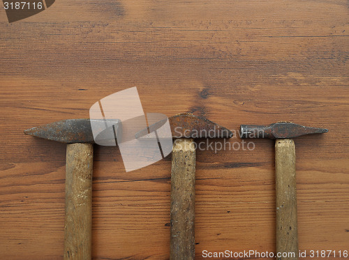 Image of Hammer on wood