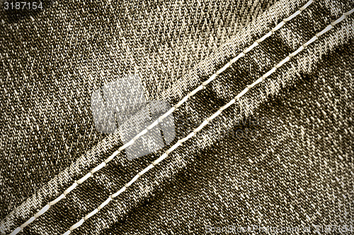 Image of part of old jeans background with diagonal seams