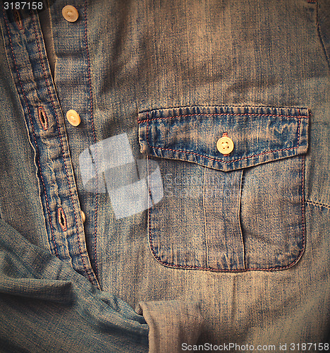 Image of Jeans shirt close up