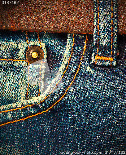 Image of part of a blue vintage jeans