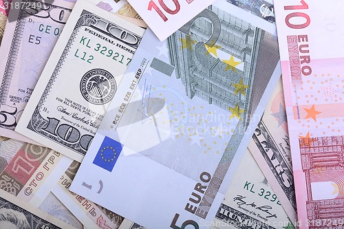 Image of european and american money