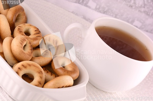 Image of cup of tea (coffee) and some cookies 