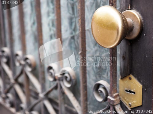 Image of Ancient door gate with brass knob